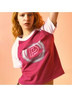 韓國PRENDA - SPRAY LOGO COMBINATION RAGLAN TEE MAGENTA